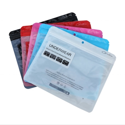 Custom Printed Clear Underwear Packaging Bags with Hang Hole Multi-layer Zipper Heat Sealable Bag