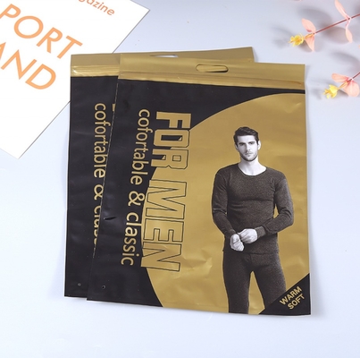 Custom Printed Clear Underwear Packaging Bags with Hang Hole Multi-layer Zipper Heat Sealable Bag