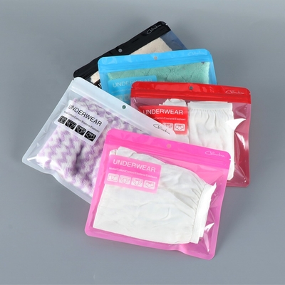 Custom Printed Clear Underwear Packaging Bags with Hang Hole Multi-layer Zipper Heat Sealable Bag