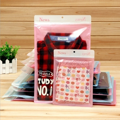Custom Printed Clear Underwear Packaging Bags with Hang Hole Multi-layer Zipper Heat Sealable Bag