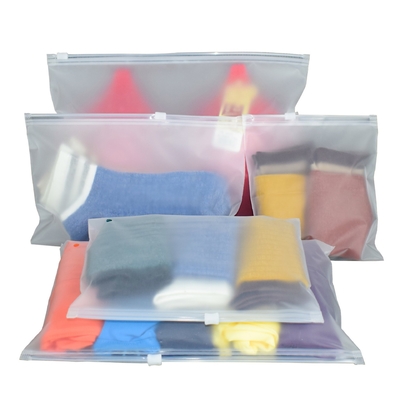 100pcs/Pack Custom Logo Matte Clothes Hoodies Ziplock PE Bags Zippers Bags for Garments Slider Frosted Zipper Plastic Bag