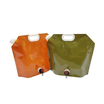 8L Reusable Plastic Water Pouch Outdoor Camping Hiking Portable Water Bags Drinking Flat Bottom Folding Water Bag with Spout