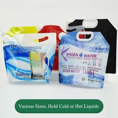 8L Reusable Plastic Water Pouch Outdoor Camping Hiking Portable Water Bags Drinking Flat Bottom Folding Water Bag with Spout